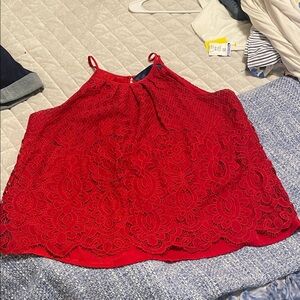 Elegant Red Lace Women's Top